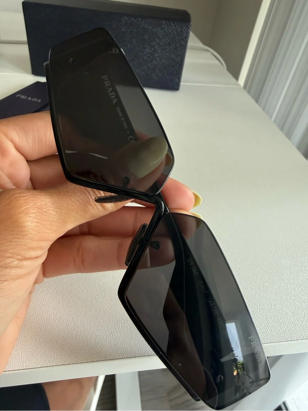 black Prada PR 09ZS rectangular acetate sunglasses